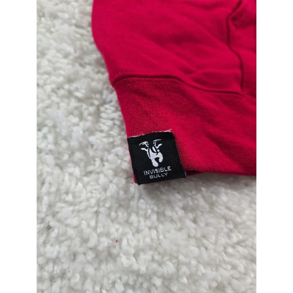 Invisible Bully Mens Red Graphic Logo Hoodie Streetwear Sweatshirt Size M